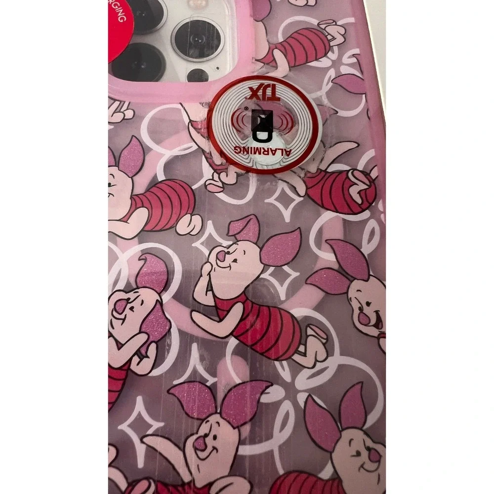 Disney Winnie the Pooh Piglet iPhone 13 14 Pro Max Case‎ Pink Wireless Charging